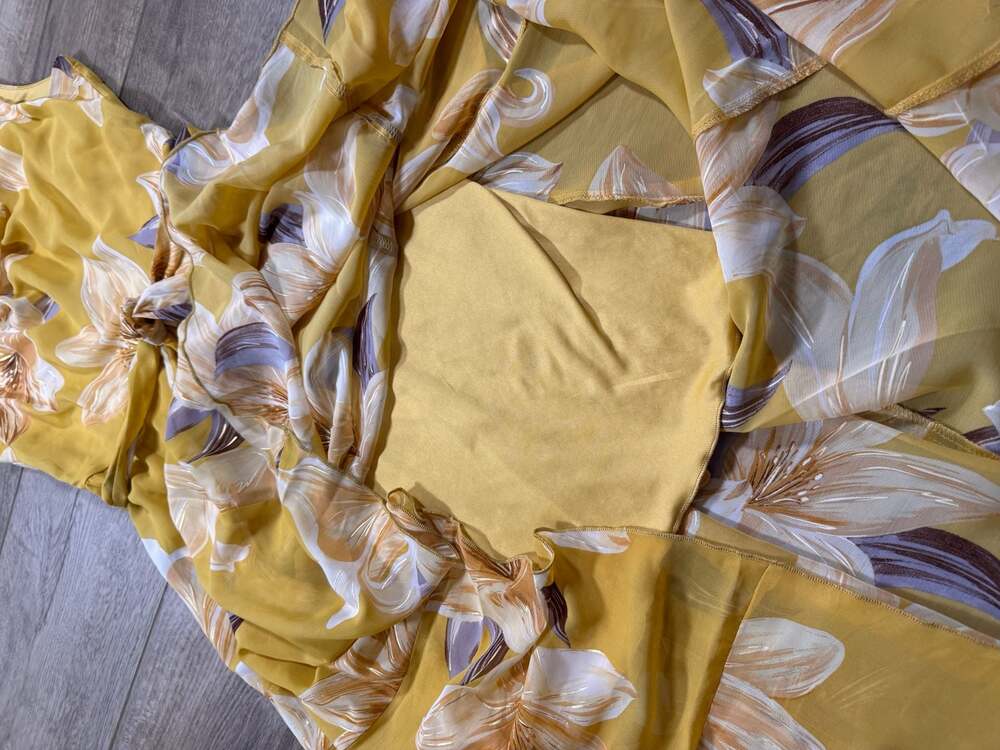 Kate & Lily Yellow Floral Lily Print Maxi Dress Cowl Neck Size 4 - Picture 8 of 14